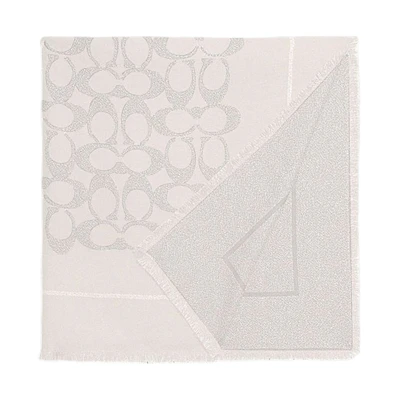 (Women) COACH Fashionable Comfortable Wool Cashmere Scarf - White. CD974-CHK