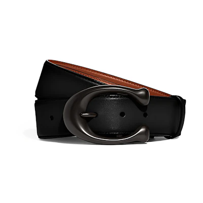 (Women) COACH Fashionable Leather Belt with Buckle - 3.8cm Width CH775-BKSD
