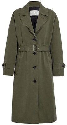 (Women) COACH FW22 Solid Color Belted Trench Coat in Fern Green. CB591-FRN Buy (Women) COACH FW22 Solid Color Belted Trench Coat in Fern Green. CB591-FRN