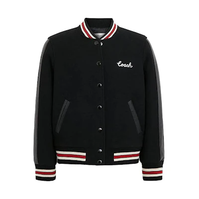 (Women) COACH FW23 Color-Block Striped Single-Breasted Jacket Black. CL448-BLK