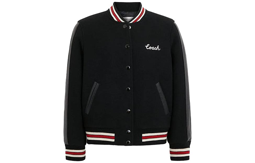 Order (W) コーチ FW23 カラーブロック ストライプ シングルジャケット ブラック. CL448-BLK