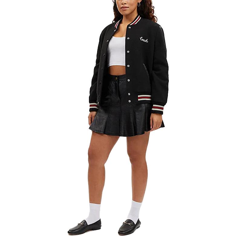 Lookbook (W) コーチ FW23 カラーブロック ストライプ シングルジャケット ブラック. CL448-BLK