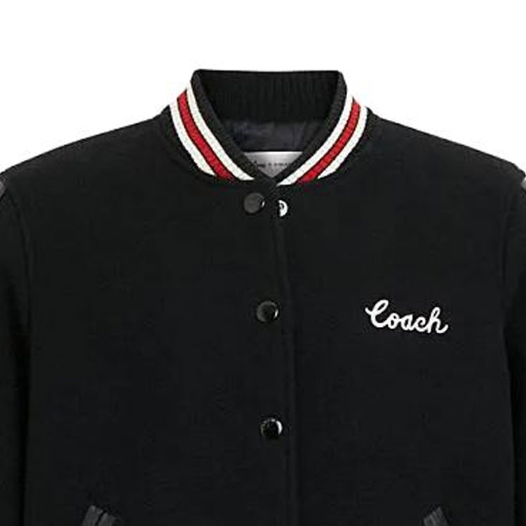 Shop (W) コーチ FW23 カラーブロック ストライプ シングルジャケット ブラック. CL448-BLK