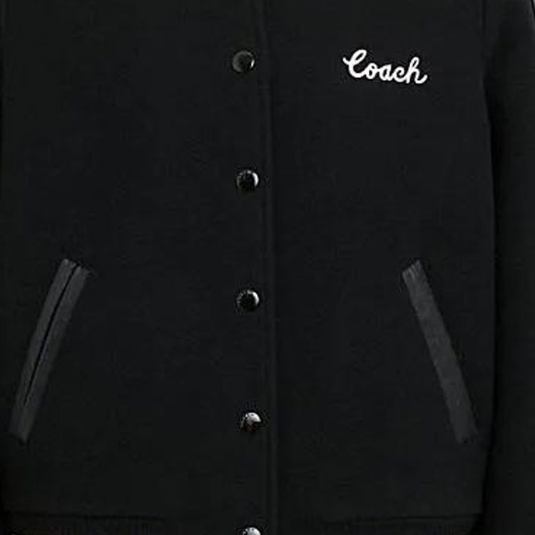 Details for (W) コーチ FW23 カラーブロック ストライプ シングルジャケット ブラック. CL448-BLK