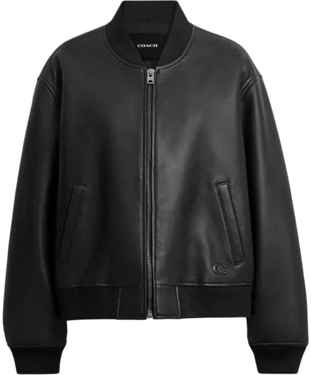 women-coach-fw-24-black-solid-color-zip-up-cotton-jacket-cy-562-blk