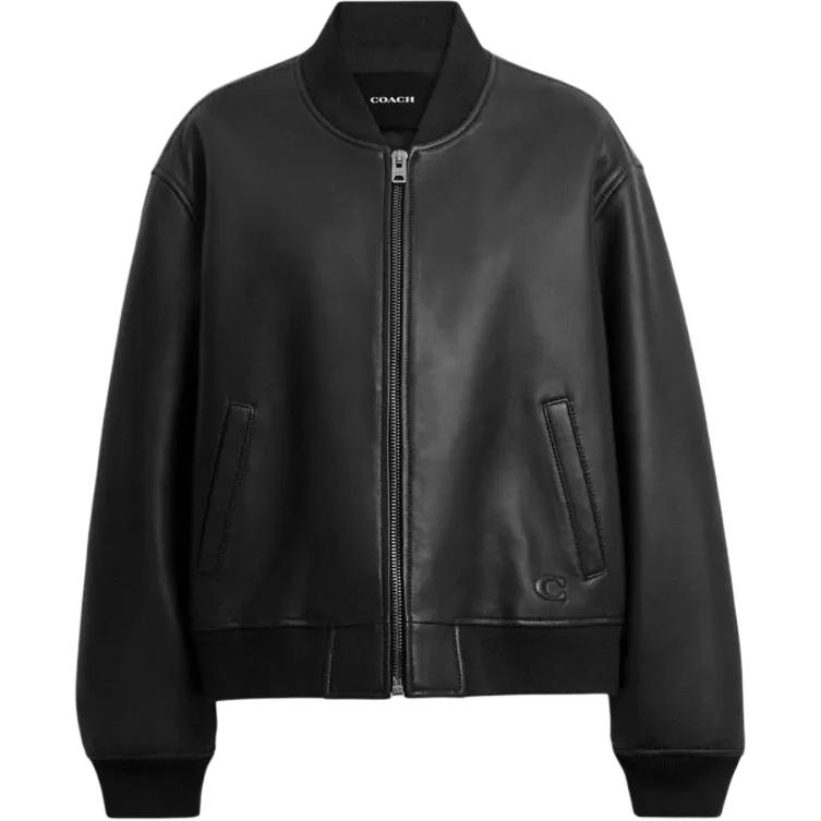 Order (W) COACH FW24 黑色純色棉質拉鍊外套 CY562-BLK