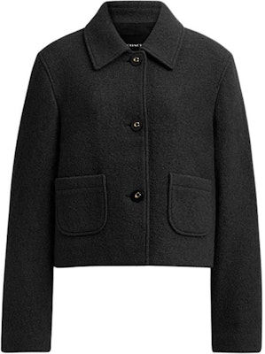 (Women) COACH FW24 Black Solid Short Coat with Lapel Long Sleeves CV314-BLK Order (Women) COACH FW24 Black Solid Short Coat with Lapel Long Sleeves CV314-BLK
