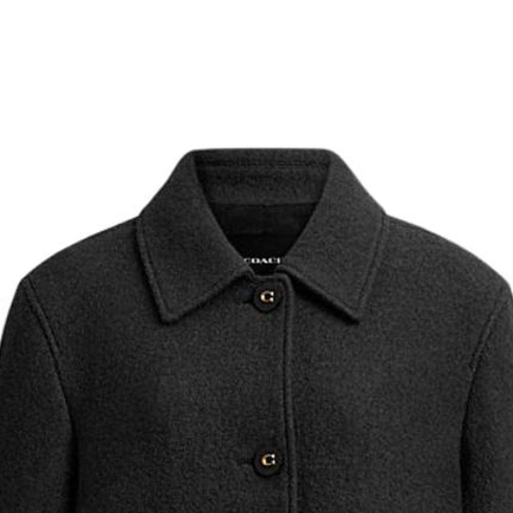 Details for (Women) COACH  FW24 Black Solid Short Coat with Lapel Long Sleeves CV314-BLK