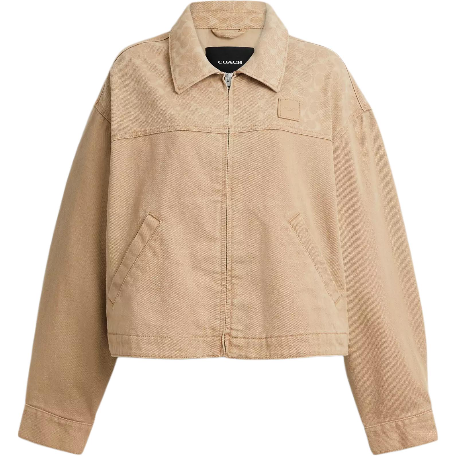 (Women) COACH  FW25 Monogram Denim Cotton Zip-Up Workwear Jacket. CBB72-Y0P