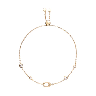 (Women) COACH Gold-Plated Zircon Letter Fine Jewelry Bracelet. C9449-GLD