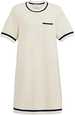 (W) 코치 니트 반소매 미니 드레스 아이보리 화이트 SS24 스트라이프 트림. CT693-VMI Order (W) 코치 니트 반소매 미니 드레스 아이보리 화이트 SS24 스트라이프 트림. CT693-VMI