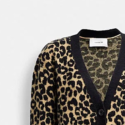 (W) COACH 豹纹印花休闲卡其色长袖针织开衫. CM789-TAM Shop (W) COACH 豹纹印花休闲卡其色长袖针织开衫. CM789-TAM