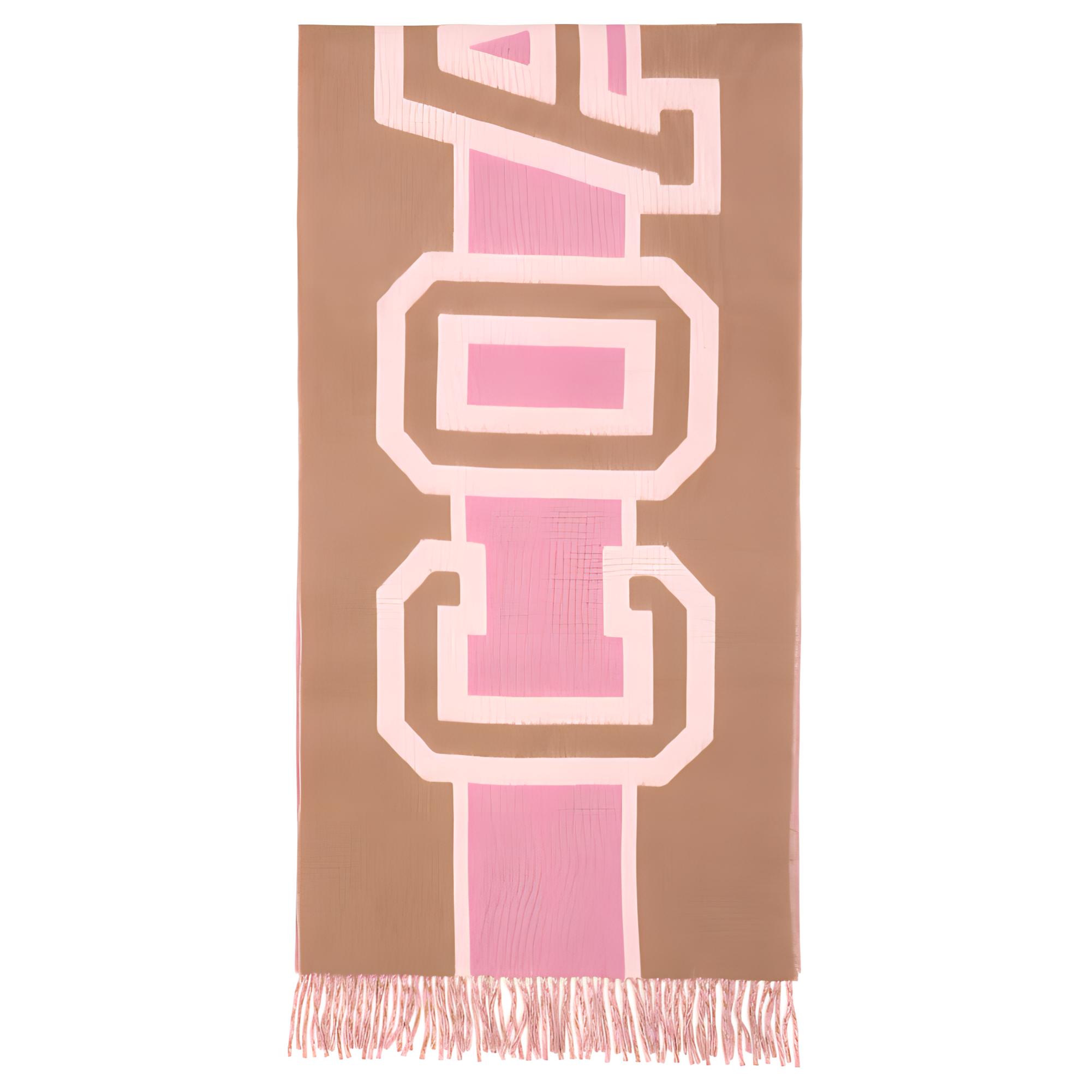 (Women) COACH  Letter Print Fringe Warm Knit Scarf CB686-taupe