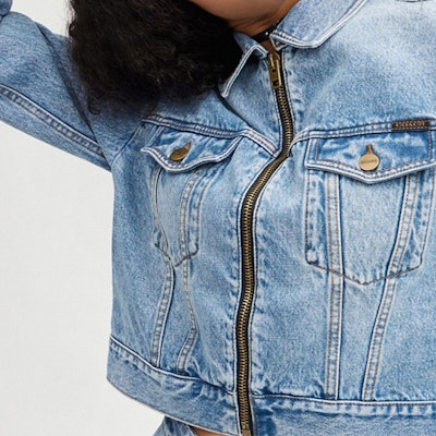 (W) COACH 淺藍色牛仔外套,拉鏈設計,尖領長袖 CJ291-LBL Sizing (W) COACH 淺藍色牛仔外套,拉鏈設計,尖領長袖 CJ291-LBL