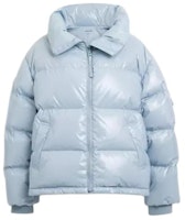 (Women) COACH Light Blue Puffer Jacket with Zipper and Collar. CM607-LBL (Women) COACH Light Blue Puffer Jacket with Zipper and Collar. CM607-LBL