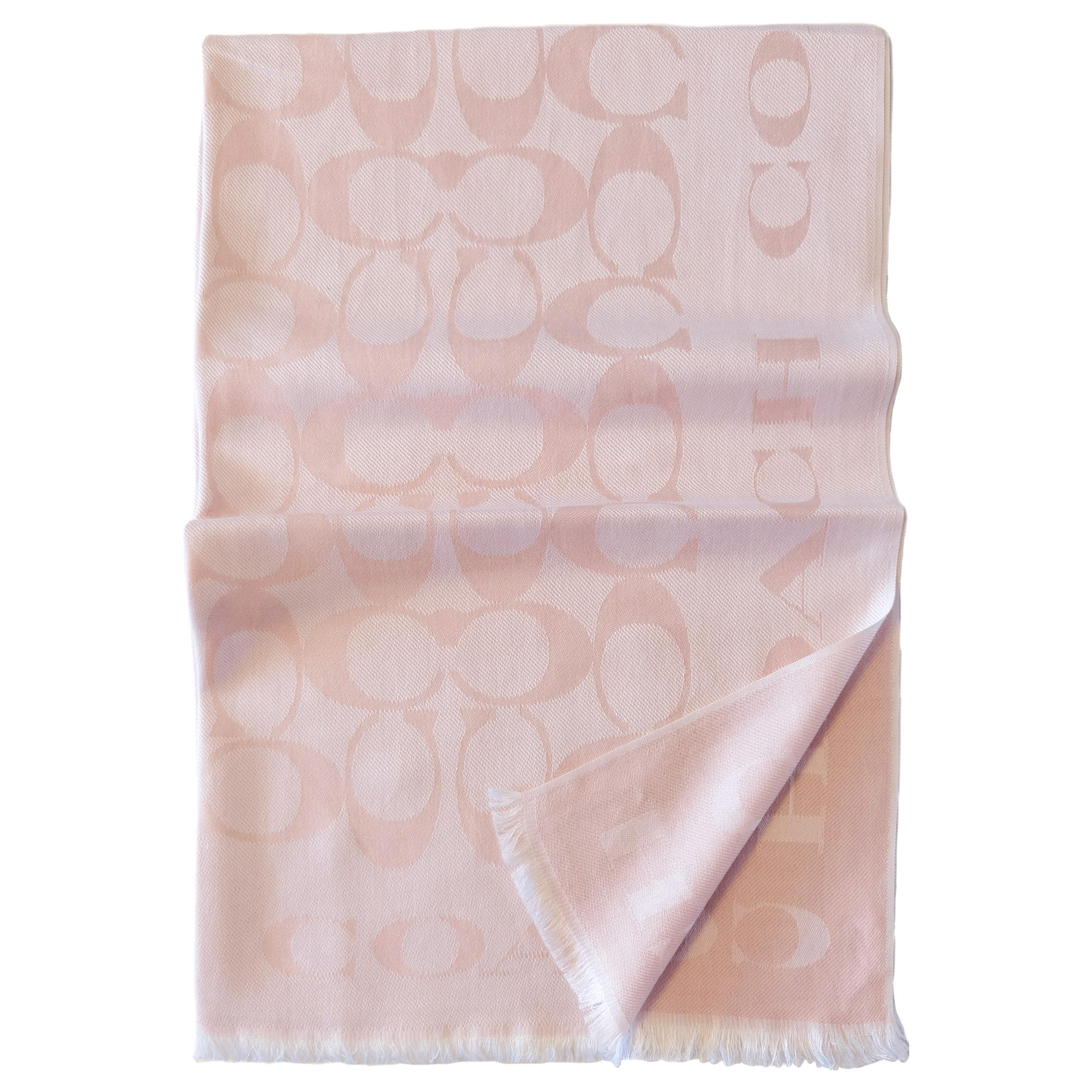 (Women) COACH  Light Pink Fashion Letter Print Logo Silk Scarf CB690-BLH