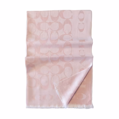 (Women) COACH Light Pink Fashion Letter Print Logo Silk Scarf CB690-BLH