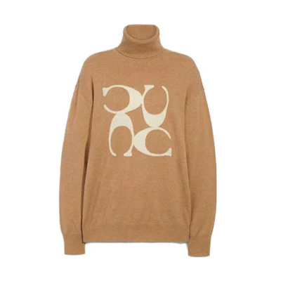 (Women) COACH Logo Knit Sweater with Round Collar - Off-White 4530-CRM