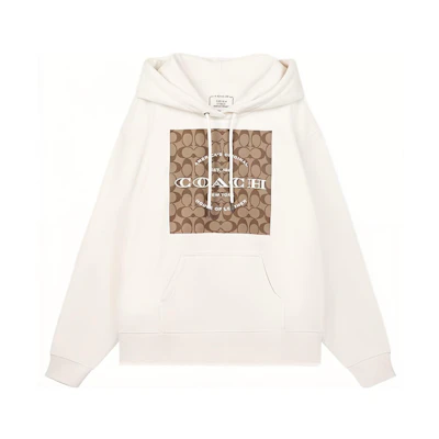 (Women) COACH Logo Print Pullover Hoodie. C8774-WHT