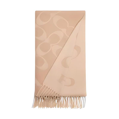 (Women) COACH Logo Print Warm & Cozy Knit Scarf. CB684-CAM