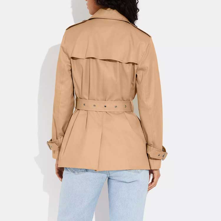 Shop (Women) COACH  Long Sleeve Double-Breasted Trench Coat in Khaki. CG052-EAL