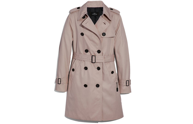 Order (Women) COACH  Long Sleeve Pink Belted Trench Coat with Double-Breasted Design. F34024-QTZ