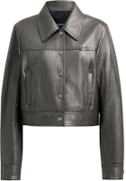 (Women) COACH Metallic Silver Leather Jacket - Slim Fit Short Style CX551-SLV (Women) COACH Metallic Silver Leather Jacket - Slim Fit Short Style CX551-SLV