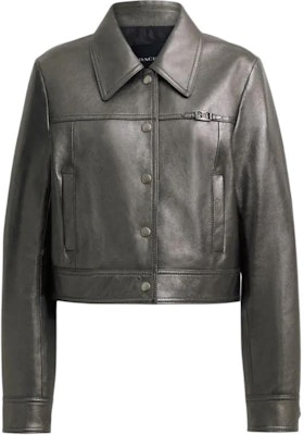 (Women) COACH Metallic Silver Leather Jacket - Slim Fit Short Style CX551-SLV Order (Women) COACH Metallic Silver Leather Jacket - Slim Fit Short Style CX551-SLV