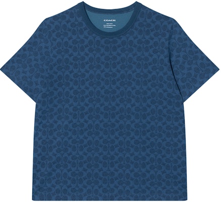 (Women) COACH Navy Blue Printed Crew Neck Short Sleeve T-Shirt. CZ191-NAY Buy (Women) COACH Navy Blue Printed Crew Neck Short Sleeve T-Shirt. CZ191-NAY