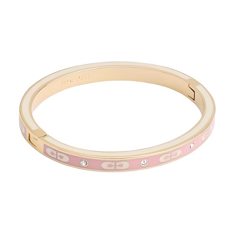 (Women) COACH  Pink Enamel Bracelet with Letter Logo Design. CV259-Q9C