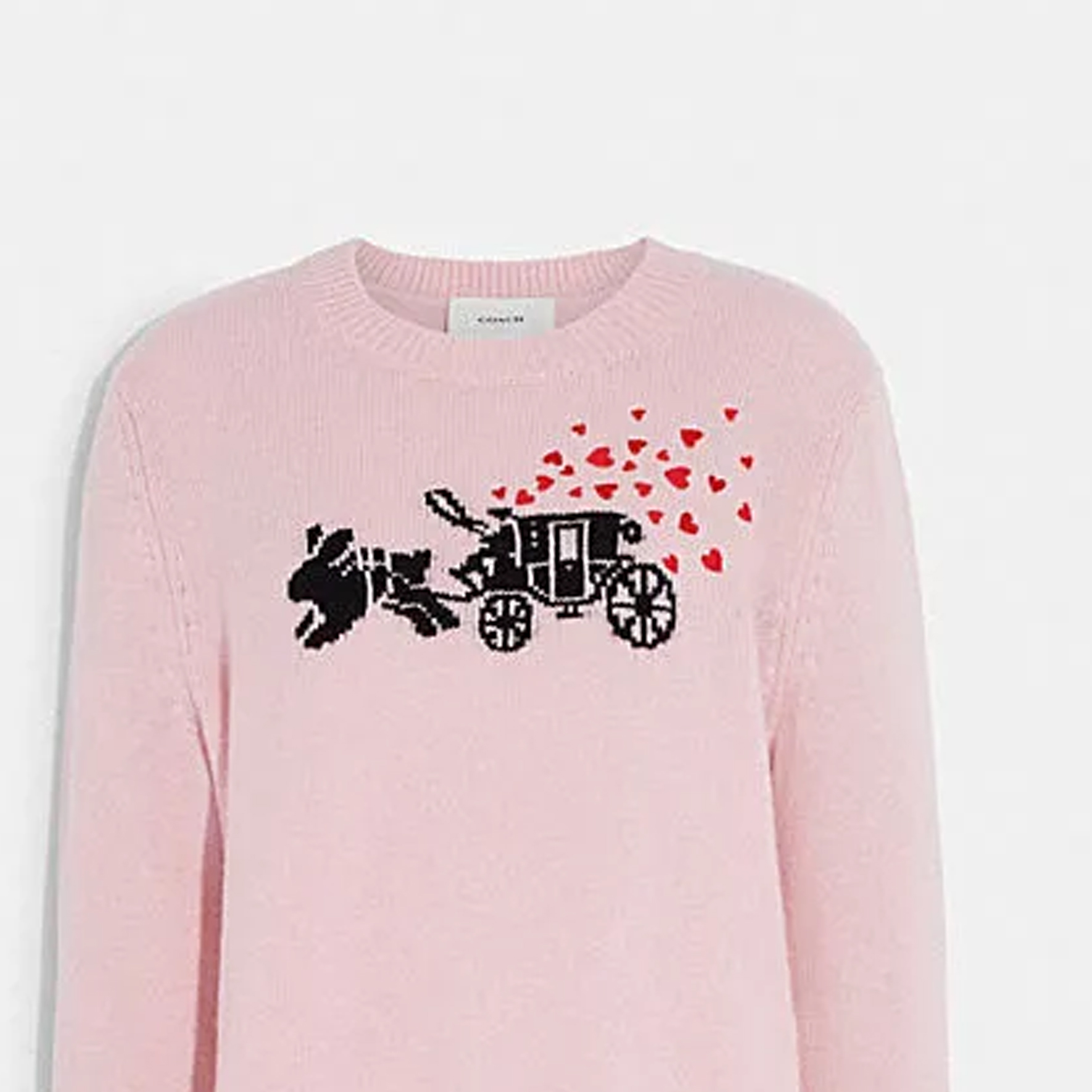 Shop (Women) COACH  Pink Heart Embroidered Crewneck Sweater Long Sleeve. CE431-LPK