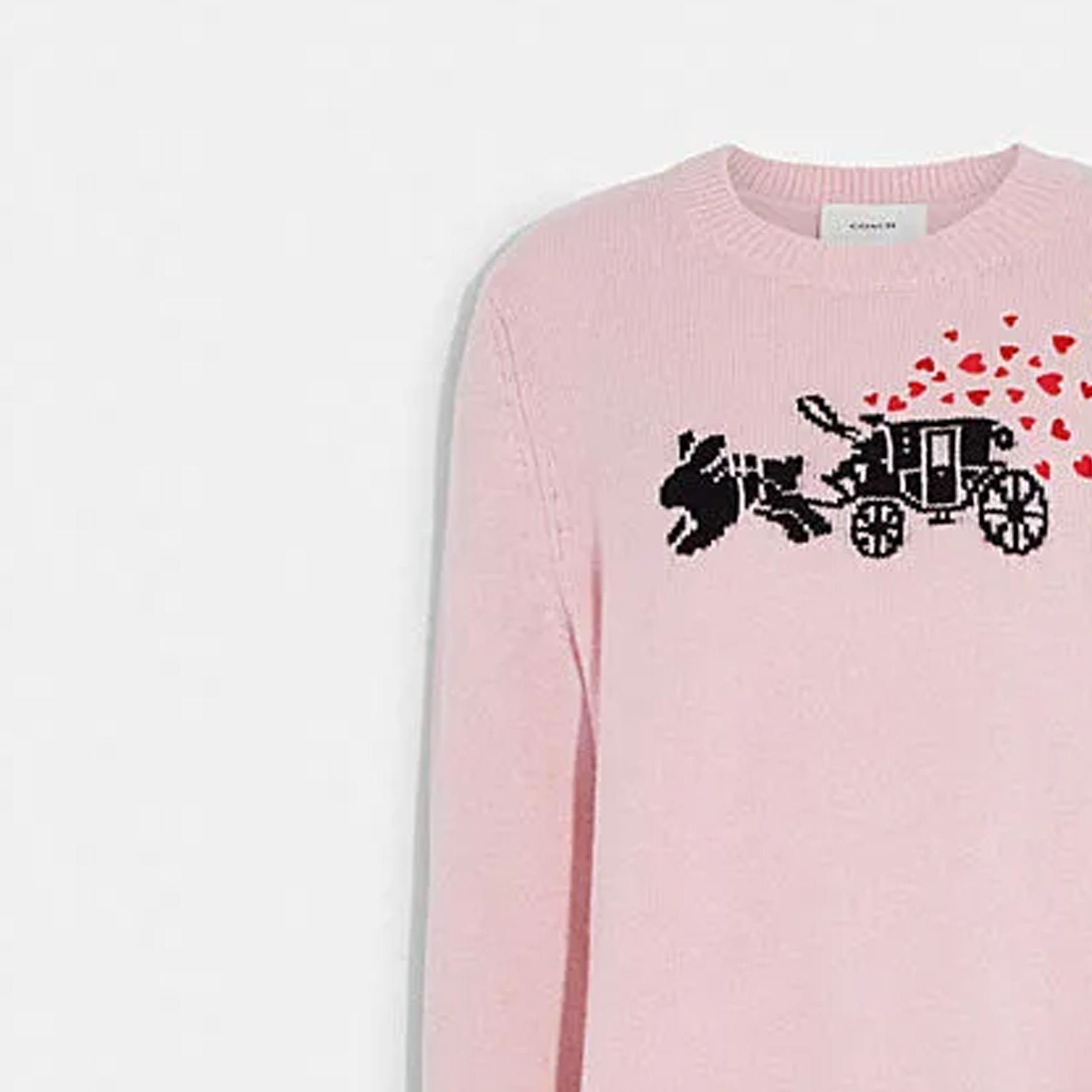 Purchase (Women) COACH  Pink Heart Embroidered Crewneck Sweater Long Sleeve. CE431-LPK