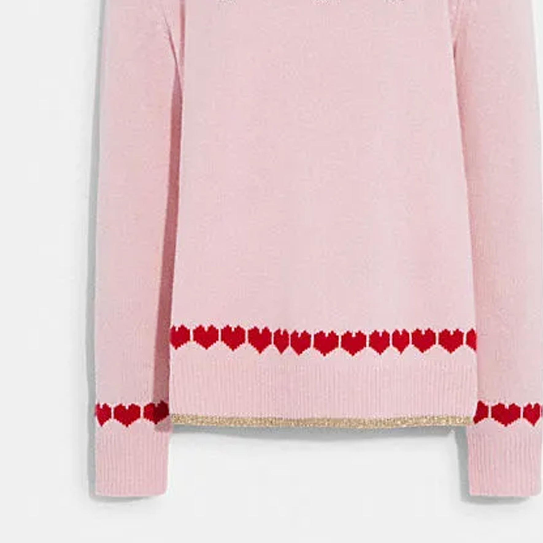 Sizing (Women) COACH  Pink Heart Embroidered Crewneck Sweater Long Sleeve. CE431-LPK