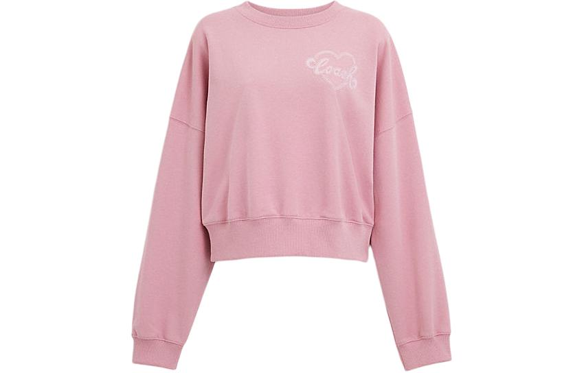 Order (W) COACH Pink Heart Letter Print Crewneck Sweatshirt Gaya Kasual. CP225-PIN