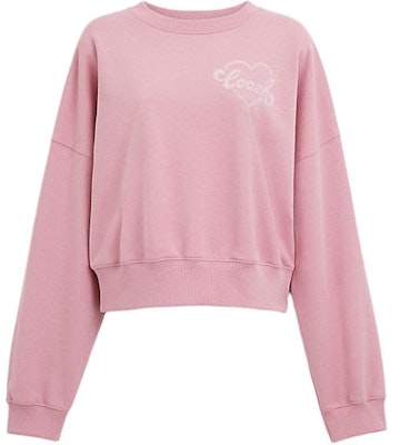 (W) COACH Pink Heart Letter Print Crewneck Sweatshirt Gaya Kasual. CP225-PIN Order (W) COACH Pink Heart Letter Print Crewneck Sweatshirt Gaya Kasual. CP225-PIN