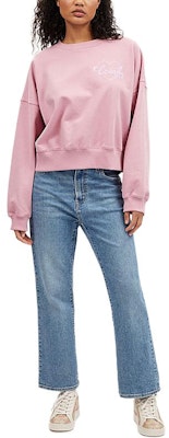 (W) COACH Pink Heart Letter Print Crewneck Sweatshirt Gaya Kasual. CP225-PIN Lookbook (W) COACH Pink Heart Letter Print Crewneck Sweatshirt Gaya Kasual. CP225-PIN