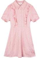 (Women) COACH Pleated Front Short Sleeve Dress with Pointed Collar C8778-LRD (Women) COACH Pleated Front Short Sleeve Dress with Pointed Collar C8778-LRD