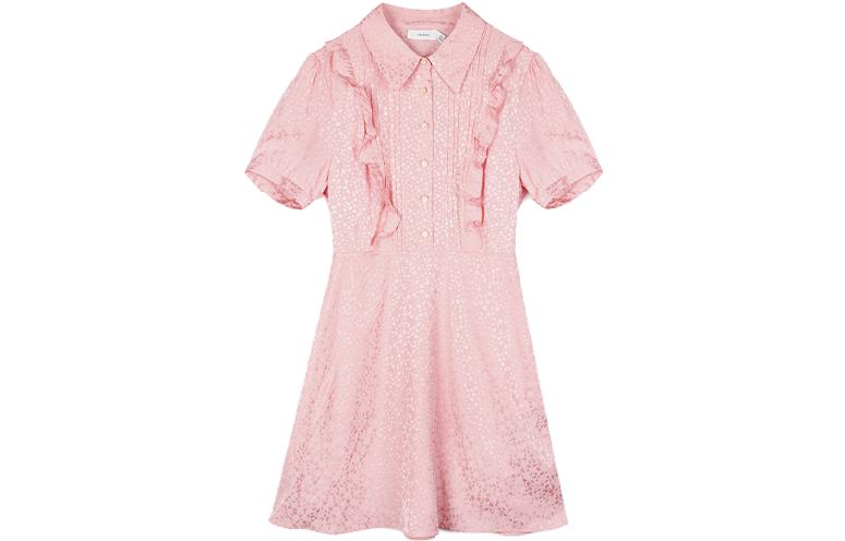 Order (Women) COACH  Pleated Front Short Sleeve Dress with Pointed Collar C8778-LRD