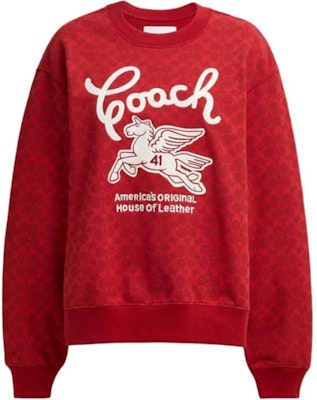 (Women) COACH Red Printed Crewneck Long-Sleeve Sweatshirt. CX314-XKH Order (Women) COACH Red Printed Crewneck Long-Sleeve Sweatshirt. CX314-XKH