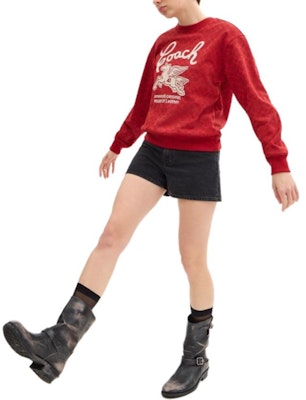 (Women) COACH Red Printed Crewneck Long-Sleeve Sweatshirt. CX314-XKH Lookbook (Women) COACH Red Printed Crewneck Long-Sleeve Sweatshirt. CX314-XKH