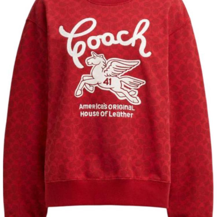 Details for (Women) COACH  Red Printed Crewneck Long-Sleeve Sweatshirt. CX314-XKH