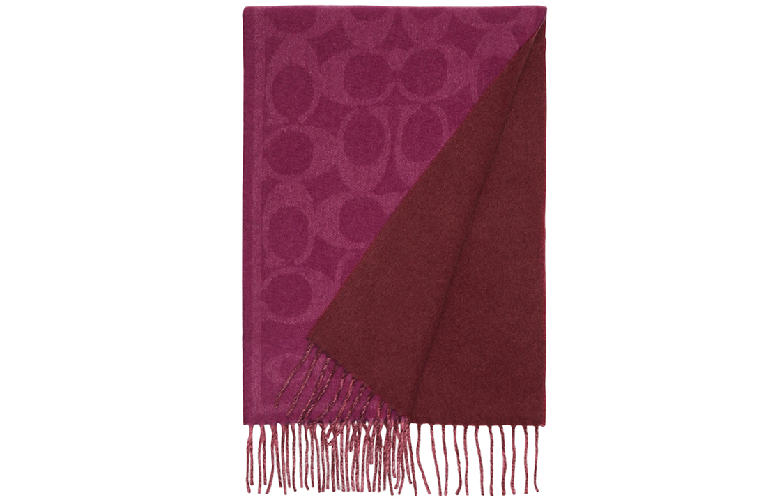 (Women) COACH  Reversible Classic Logo 100% Cashmere Scarf with Tassels. CB692-C0J
