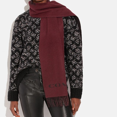 (W) COACH Syal 100% Cashmere Reversible Logo Klasik dengan Rumbai. CB692-C0J Lookbook (W) COACH Syal 100% Cashmere Reversible Logo Klasik dengan Rumbai. CB692-C0J