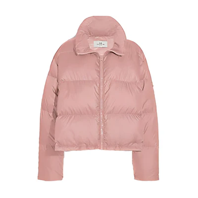 (Women) COACH Rose Pink Zippered Collar Long Sleeve Down Jacket. F76281-ROS