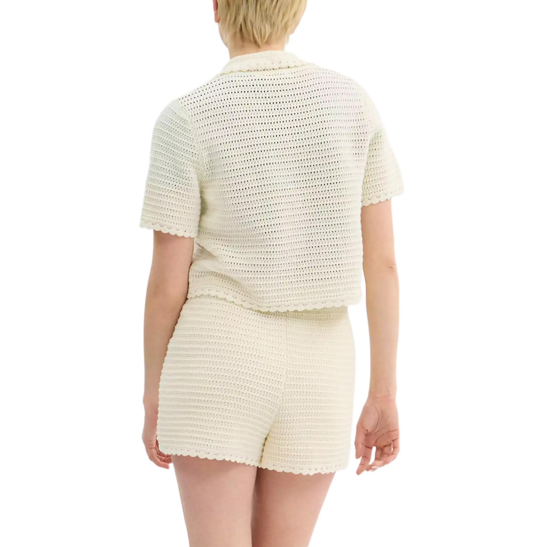 Shop (Women) COACH  Short-Sleeve Cotton Knit Polo Shirt Beige SS25 Summer Collection CAU12-CRM