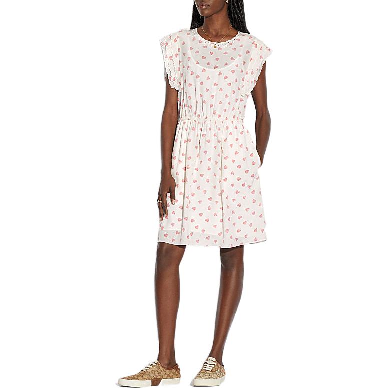 Shop (W) COACH Gaun Lengan Pendek Pink FW22. C5028-NB8