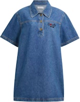 (Women) COACH Short-Sleeve Dress with Collar, Buttons, Pockets & Heart Embroidery CBB68-XTA (Women) COACH Short-Sleeve Dress with Collar, Buttons, Pockets & Heart Embroidery CBB68-XTA