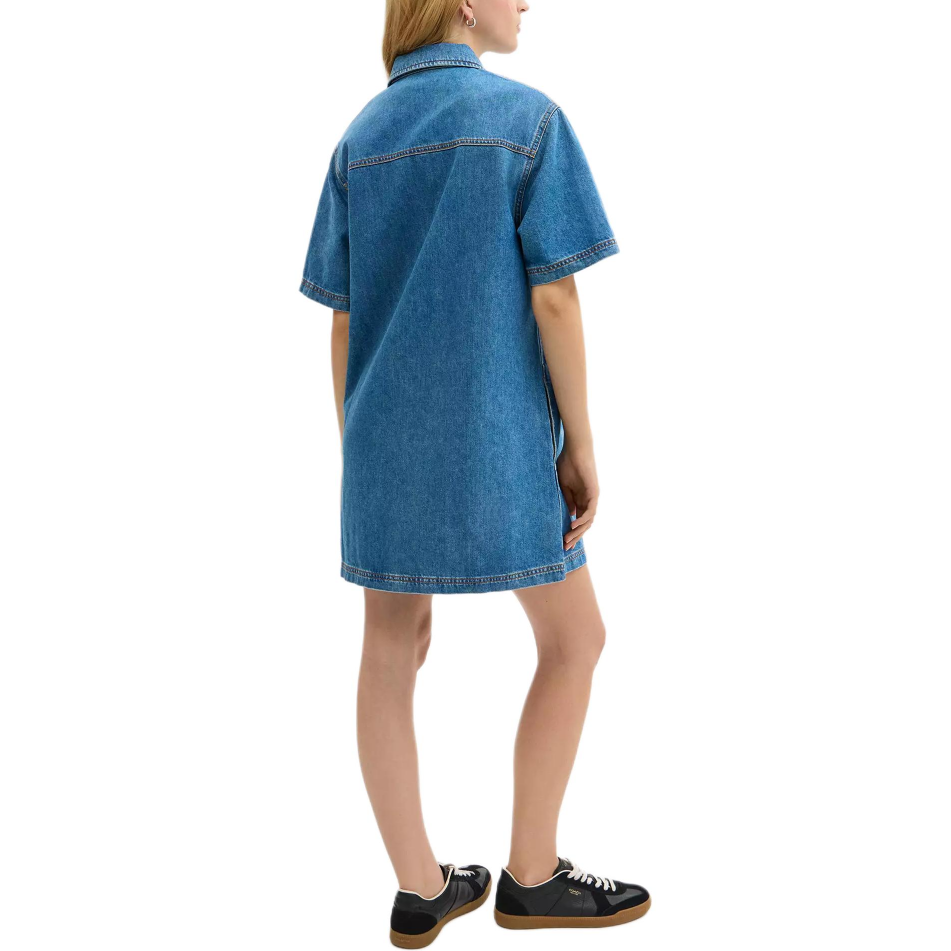 Shop (W) COACH Gaun Lengan Pendek dengan Kolar, Butang, Poket & Sulaman Hati CBB68-XTA