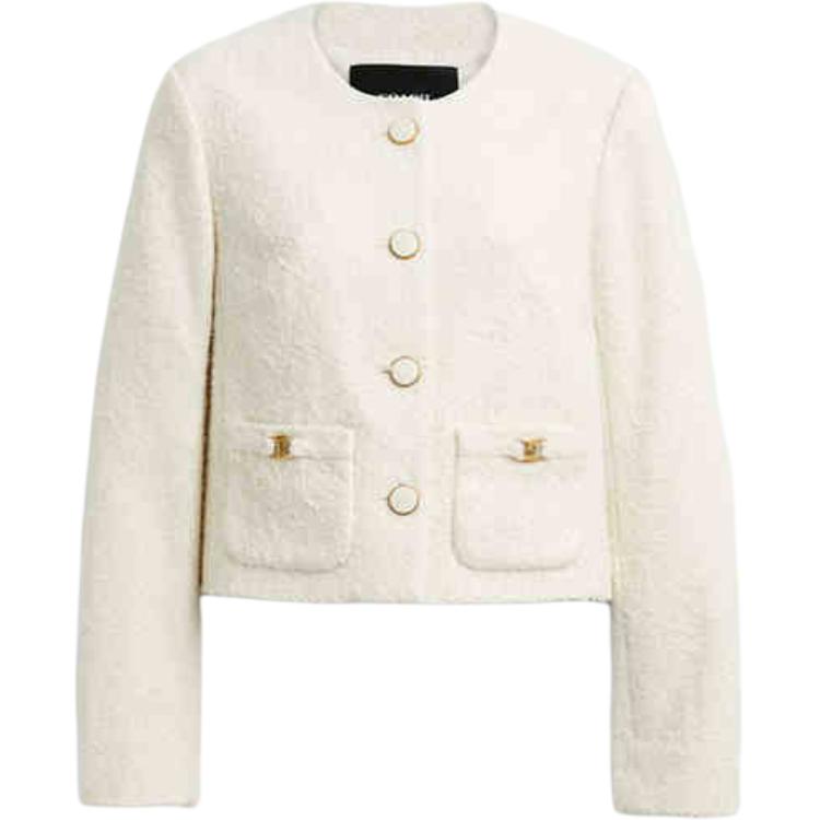 Order (Women) COACH  Short Tweed Jacket Long-Sleeve Crewneck Off-White CBT08-CRM