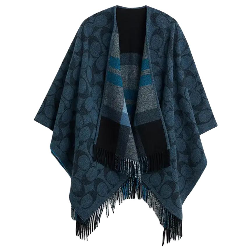 (Women) COACH  Signature Nylon Shawl in Navy Blue. C6419-navy